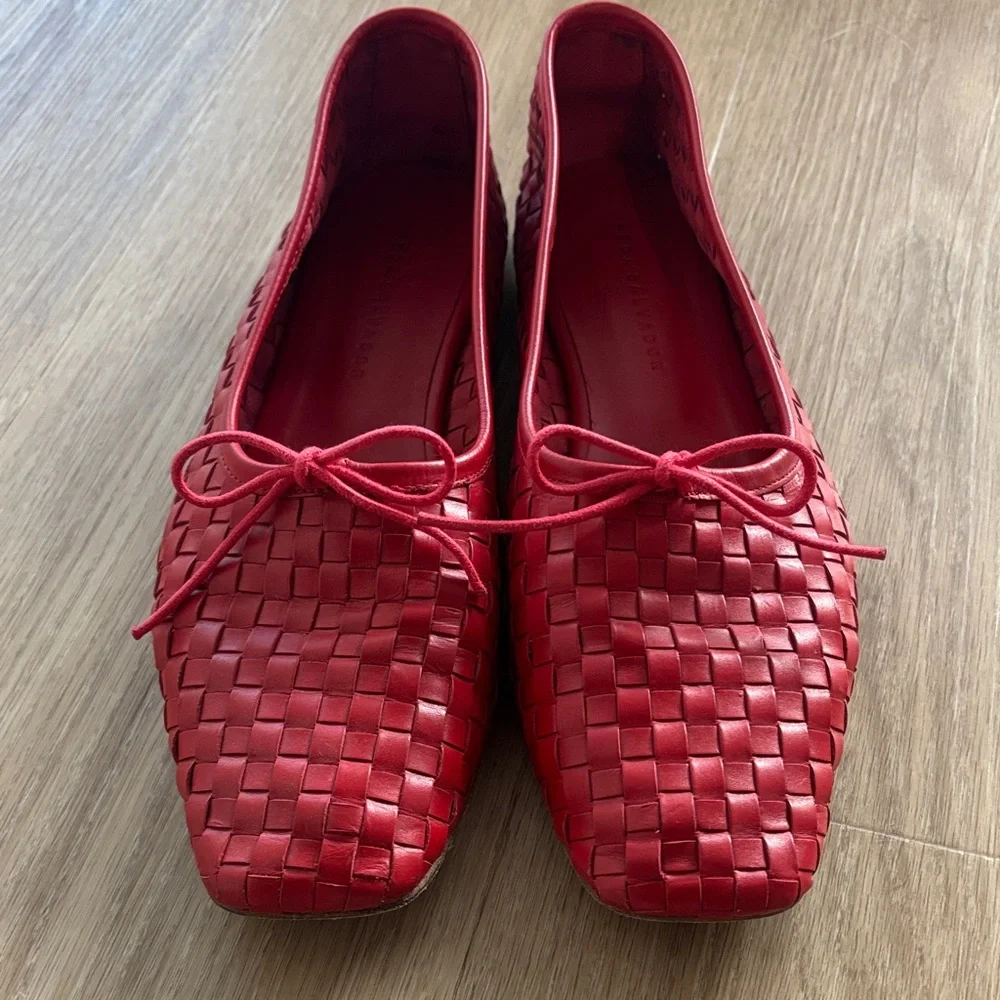 EUC Freda Salvador Jada Square Toe Ballet Flats in Red Size 10 - Picture 9 of 16